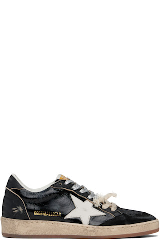 靴 Golden  BALLSTAR 44 Black Golden Goose Ball Star Sneakers in Black & Latte | FWRD