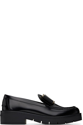 【関税込み】Ferragamo ブラック Chunky Vara Bow ローファー Ferragamo: ブラック Chunky Vara Bow ローファー | SSENSE 日本