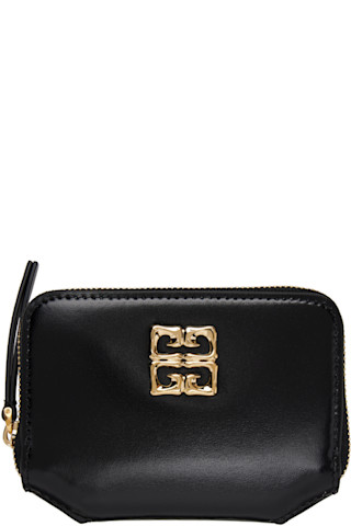 【GIVENCHY】4G LIQUID ZIPPED WALLET Givenchy: Black 4G Liquid Zipped Wallet | SSENSE