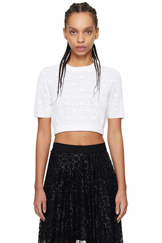 【送料&関税込】Givenchy Cropped Monogram Top White Monogram 72 Jacquard Cropped Sweater by Givenchy on Sale