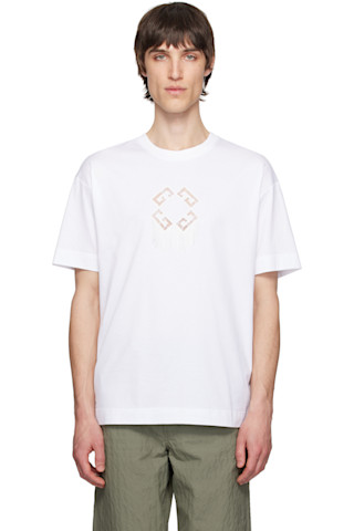 【GIVENCHY】関税込☆カレッジ コットン Tシャツ ホワイト Givenchy: White Cotton Monogram 72 T-shirt | SSENSE
