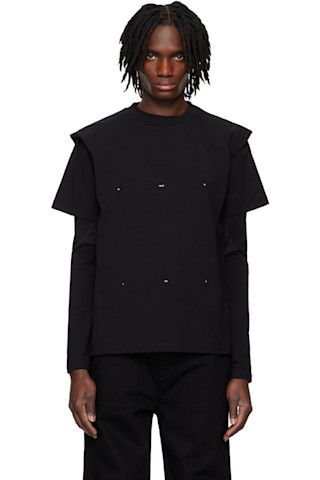 HELIOT EMIL ブラックoutline logo Tシャツ HELIOT EMIL Outline Logo Tシャツ | ブラック | FARFETCH JP
