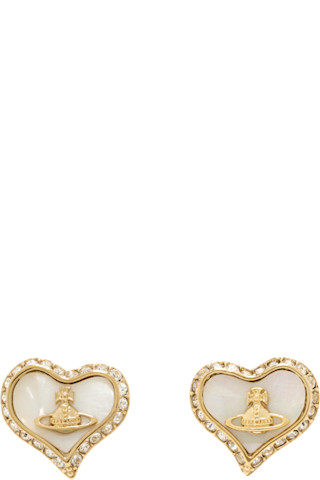 Vivienne Westwood|JEWERLY (PETRA EARRINGS (62010074 G20 Gold & White Petra Earrings by Vivienne Westwood on Sale