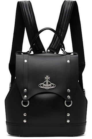 Vivienne Westwood: Black Small Max Backpack | SSENSE Vivienne Westwood: Black Small Max Backpack | SSENSE