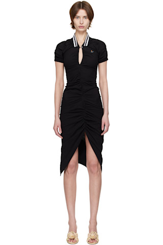 ★送関込み★Vivienne Westwood pulling gathered pique dress Black Pulling Midi Dress by Vivienne Westwood on Sale