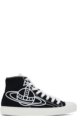 Vivienne Westwood Plimsoll キャンバス ハイカットスニーカー Black High-Top Canvas Plimsoll Sneakers by Vivienne Westwood