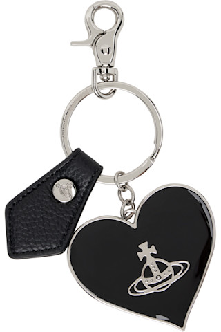 Vivienne Westwood キーチェーン Vivienne Westwoodのブラック&シルバー Mirror Heart Orb キー
