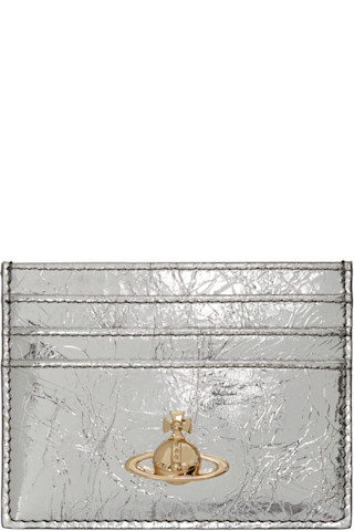 Vivienne Westwood◆フラット カード ホルダー silver Silver Flat Metallic Crinkle Card Holder by Vivienne