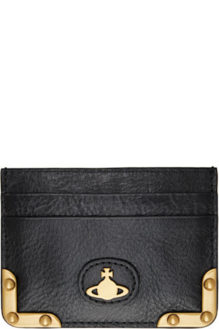 ヘアアクセサリー Vivienne Westwood Black leather credit card holder Orb Vivienne westwood Grain Leather Flap Card Holder Black