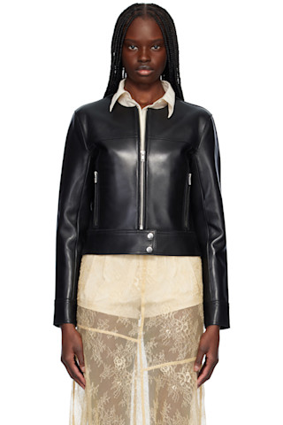 【関税込み】Stand Studio ブラック Cassie レザージャケット Black Cassie Leather Jacket by Stand Studio on Sale