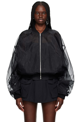 We11done: Black Twisted Bomber Jacket | SSENSE We11done: Black Twisted Bomber Jacket | SSENSE