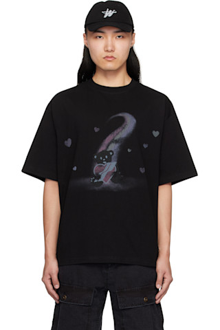 【関税込み】We11done ブラック Punk Teddy Tシャツ We11done: ブラック Teddy Bear プリントTシャツ | SSENSE 日本