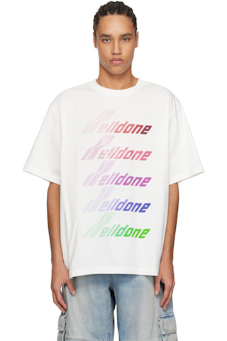 【関税込み】We11done ホワイト マルチロゴ Tシャツ We11done: ホワイト マルチロゴ Tシャツ | SSENSE 日本