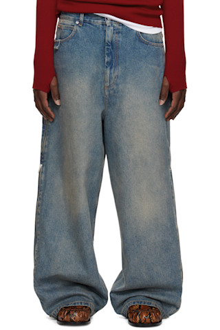 【U LAN】Hotfix side lettering unbalance denim pants ホットフィクスレタリングアンバランスデニムパンツ - ULAN | 60