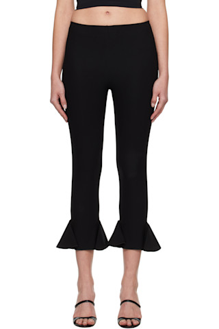 【関税込み】Nensi Dojaka ブラック フレアパンツ Nensi Dojaka: Black Cropped Flared Trousers | SSENSE
