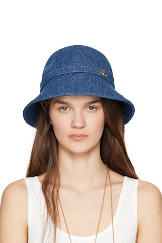 Chloé: Blue 'The Chloé' Iconic Denim Bucket Hat | SSENSE