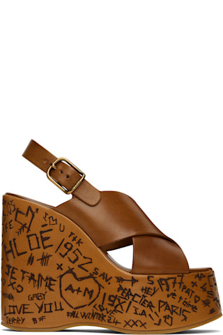 G*˚様 Chloé ベージュ ブラウン ウェッジサンダル Chloé: ブラウン Maxime ウェッジサンダル | SSENSE 日本