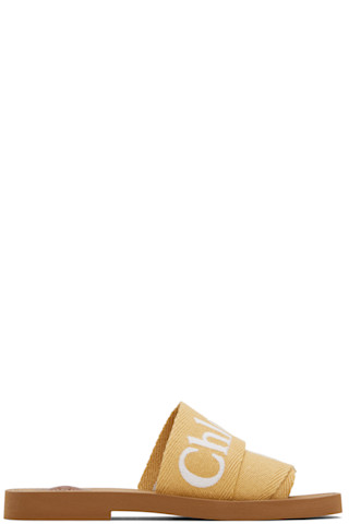 【関税&送料込み】ChloAC 'Woody' Sandals Chloé: Yellow Woody Sandals | SSENSE