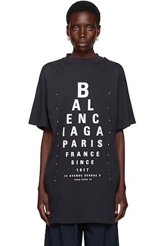 Balenciaga: ブラック Optical オーバーサイズ Tシャツ | SSENSE Balenciaga: ブラック Optical オーバーサイズ Tシャツ | SSENSE