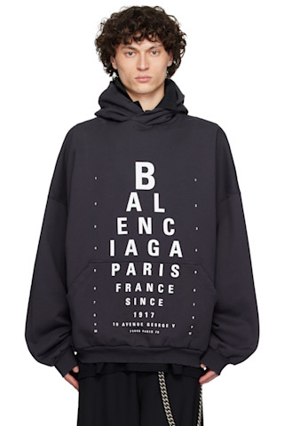 【BALENCIAGA】ブラック Optical ラージフィット フーディ 251342M202026_1.jpg