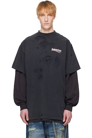 【関税込み】Balenciaga ブラック グラフィック 長袖Tシャツ 251342M213032_1.jpg