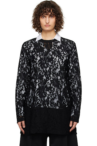 【希少】COMME des GARCONS　AD1999　長袖シャツ　レース Comme des Garçons Homme Plusのブラック ラッセルレース