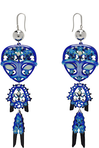 【関税込み】Tory Burch シルバー&ブルー Alien ピアス Tory Burch: シルバー&ブルー Alien ピアス | SSENSE 日本