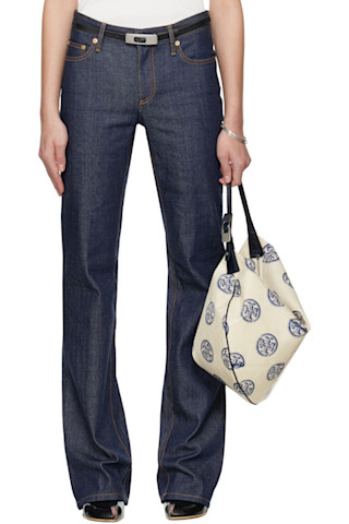 【関税込み】Tory Burch ネイビー Skinny Leg ジーンズ Tory Burch: ネイビー Skinny Leg ジーンズ | SSENSE 日本
