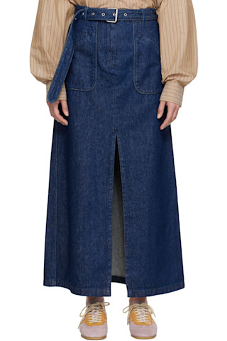 送料関税込【Dries Van Noten】ベルト付きデニムマキシスカート 251358F093004_1.jpg
