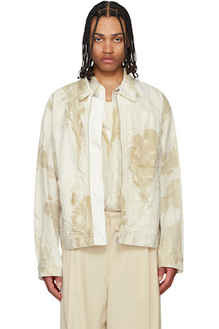 Dries Van Noten: Beige & Off-White Printed Jacket | SSENSE Dries Van Noten: Beige & Off-White Printed Jacket | SSENSE