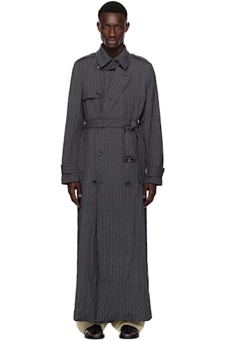 DRIES VAN NOTEN Risto ダブルブレスト トレンチコート Dries Van Notenのネイビー ダブルブレスト トレンチコートが