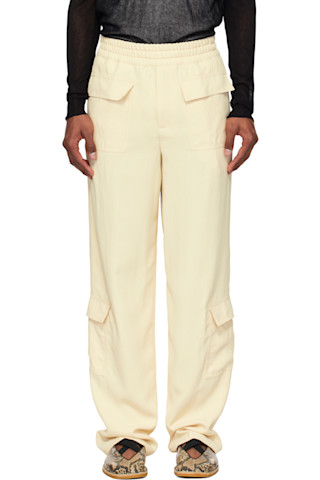Dries Van Noten: Off-White Twill Cargo Pants | SSENSE Dries Van Noten: Off-White Twill Cargo Pants | SSENSE