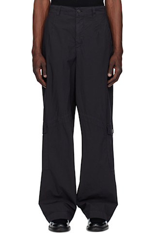 DRIES VAN NOTEN カーゴスラックス　ネイビー Dries Van Notenのネイビー ルーズ オーバーダイ カーゴパンツが