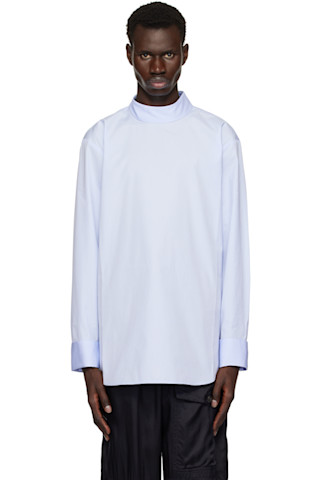 Dries Van Noten: ブルー Turtleneck シャツ | SSENSE 日本 Dries Van Noten: ブルー Turtleneck シャツ | SSENSE 日本