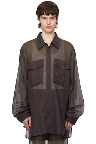 Dries Van Notenのパープル オーバーサイズ コットン シャツが
