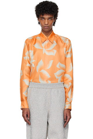 Dries Van Noten: オレンジ シルク シャツ | SSENSE 日本