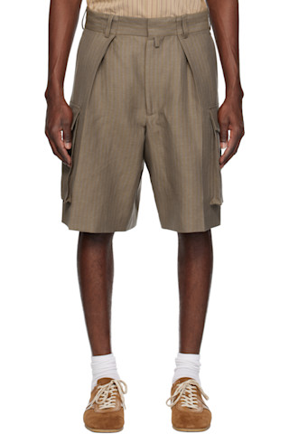 Brown Pleated Shorts by Dries Van Noten on Sale