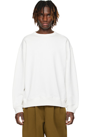 DRIES VAN NOTEN カラフロッククルネックスウェットシャツ Dries Van Noten: ホワイト ドロップショルダー スウェット