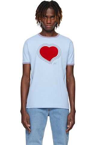 25SS◆Dries Van Noten◆アーカイブプリント コットンTシャツ Dries Van Notenのブルー Archive Print Tシャツがセール中