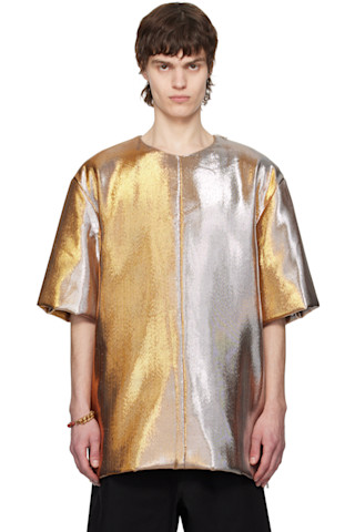 関税込【Dries Van Noten】ゴールドシルバー パデッド トップス 251358M213090_1.jpg