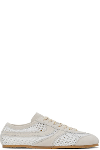 DRIES VAN NOTEN スニーカー 白 2007725A0084 White & Beige Suede Sneakers by Dries Van Noten on Sale