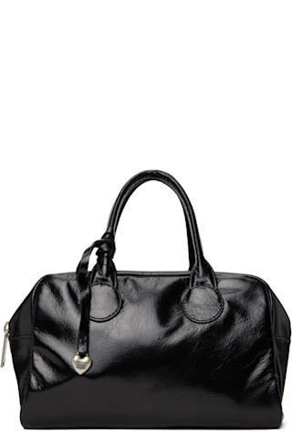 【LEMARD】Cracked Leather Bowling BagBlack Black Soft Bowling Bag by MARGESHERWOOD on Sale