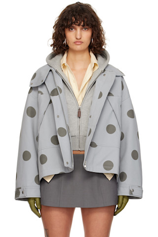 CPLUS Series: Gray Polka-Dot Print Oversized Jacket | SSENSE CPLUS Series: Gray Polka-Dot Print Oversized Jacket | SSENSE