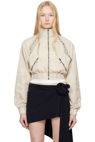 AREA - Beige Crystal Trim Track Jacket