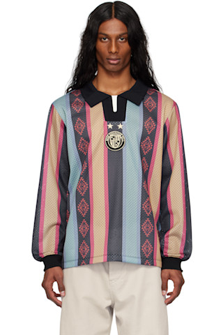 Andersson Bell: マルチカラー Navajo Stripe 長袖ポロシャツ Andersson Bell: マルチカラー Navajo Stripe 長袖ポロシャツ