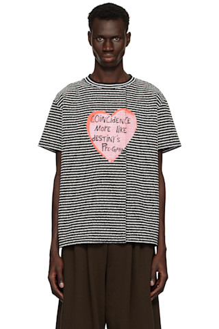 [ANDERSSON BELL]★Heart Message Stripe Crew Neck Sweater anderssonbell | HEART MESSAGE STRIPE CREW NECK SWEATER