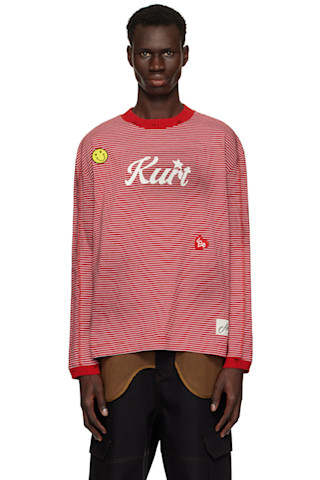 【関税込み】Andersson Bell オレンジ Flash トラウザーズ Andersson Bell: レッド&ホワイト 'Kurt' ボーダー Tシャツ