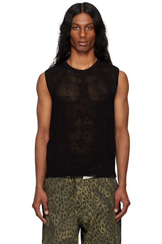 【ANDERSSON BELL】 Net Damage Sleeveless /追跡付 Andersson Bell: ブラック Net Damaged Sleeveless トップス