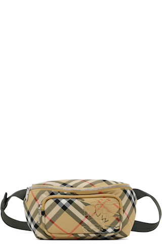 【関税込み】Burberry ベージュ スモール チェック ベルトバッグ Burberry: ベージュ スモール チェック ベルトバッグ | SSENSE 日本