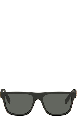 Burberryのブラック ロゴディテール スクエアフレーム サングラスが